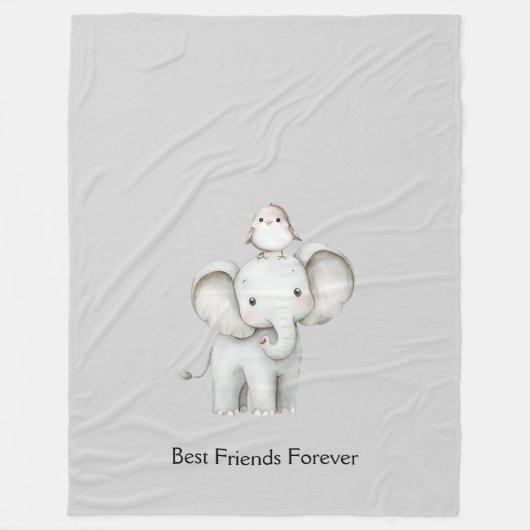 Elefant und Vogel beste Freunde Fleecedecke (Vorderseite)