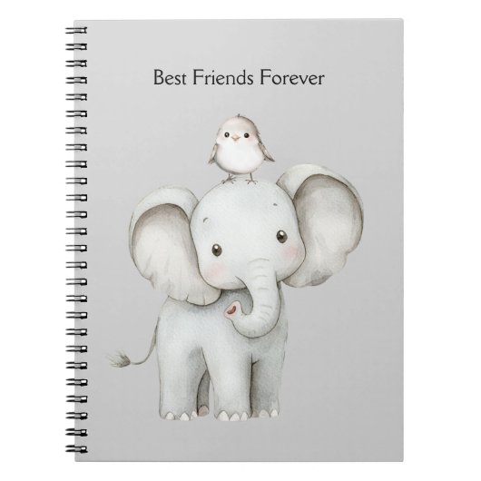 Elefant und Vogel beste Freunde für immer Notizblock (Vorderseite)