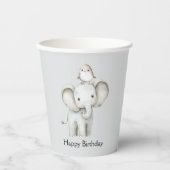 Elefant und Vogel beste Freunde Geburtstag Pappbecher (Vorderseite)