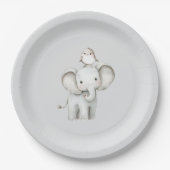 Elefant und Vogel beste Freunde Geburtstag Pappteller (Vorderseite)