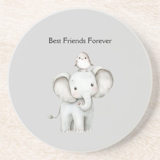 Elefant und Vogel beste Freunde Getränkeuntersetzer (Vorne)