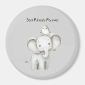 Elefant und Vogel beste Freunde Magnet (Vorne)