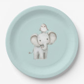 Elefant und Vogel beste Freunde Mint Geburtstag Pappteller (Vorderseite)