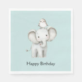 Elefant und Vogel beste Freunde Mint Geburtstag Serviette (Vorderseite)