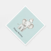 Elefant und Vogel beste Freunde Mint Geburtstag Serviette (Ecke)