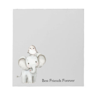 Elefant und Vogel beste Freunde Notizblock