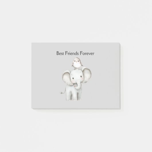 Elefant und Vogel beste Freunde Post-it Klebezettel (Vorderseite)