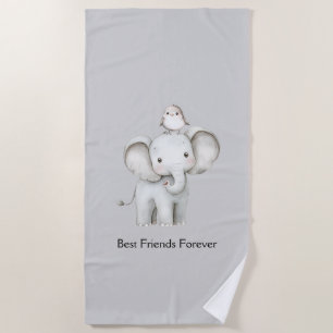 Elefant und Vogel beste Freunde Strandtuch