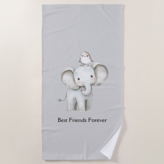 Elefant und Vogel beste Freunde Strandtuch (Vorderseite)
