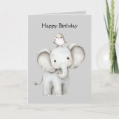 Elefant und Vogel Geburtstag Karte (Vorderseite)