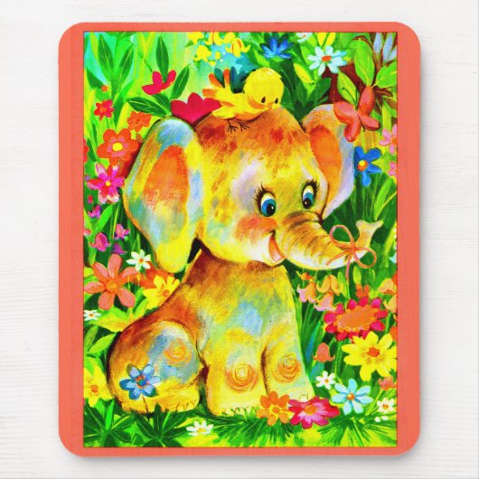 Elefant und Vogel Mousepad (Vorne)