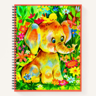 Elefant und Vogel Notizblock