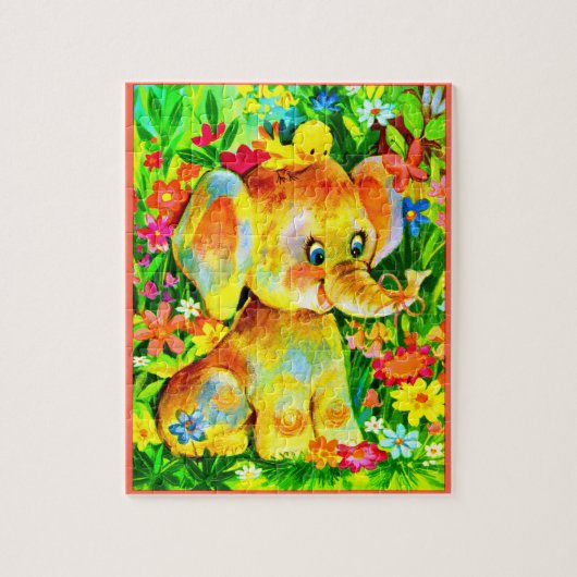 Elefant und Vogel Puzzle (Vertikal)