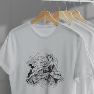 Elefant und Wave Hand gezogen T-Shirt
