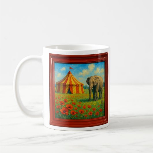 Elefant und Zirkuszelt Kaffeetasse (Links)