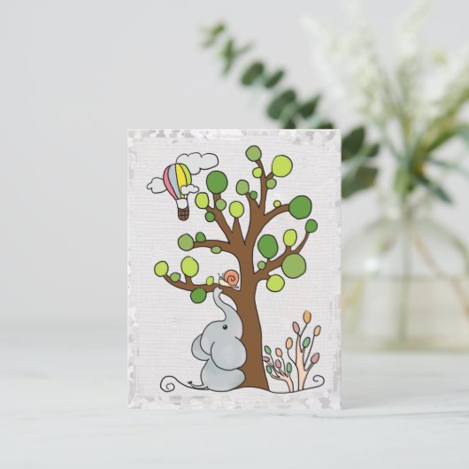 Elefant unterm Baum Postkarte (Stehend Vorderseite)