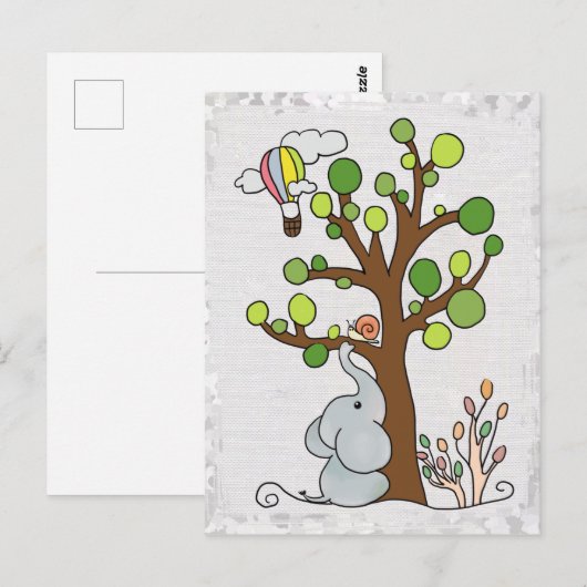 Elefant unterm Baum Postkarte (Vorne/Hinten)