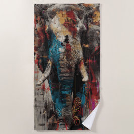Elefant Urban Street Art Portrait Strandtuch