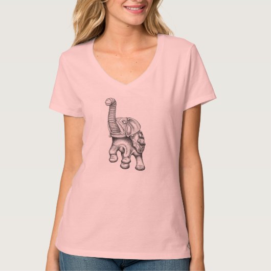 Elefant V-Hals T-Shirt (Vorderseite)