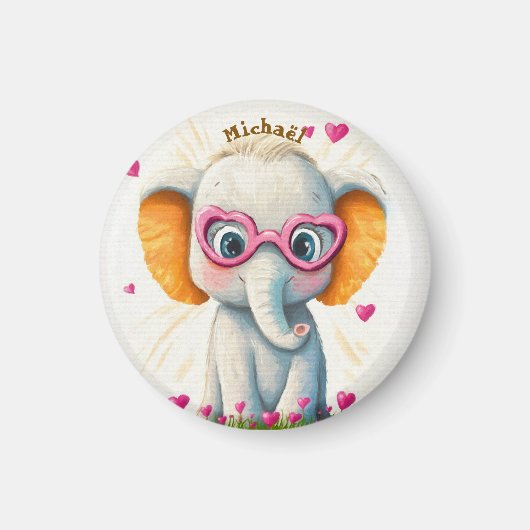 Elefant Valentinstag Herz Abzeichen Kinder Schule Magnet (Vorne)