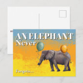 Elefant vergisst nie Postkarte (Vorne/Hinten)