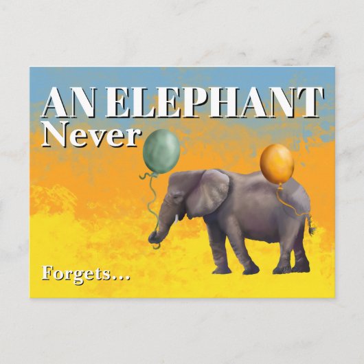 Elefant vergisst nie Postkarte (Vorderseite)