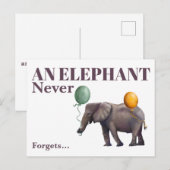 Elefant vergisst nie Postkarte (Vorne/Hinten)