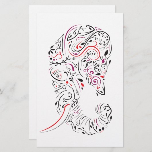 Elefant verziert briefpapier (Vorne/Hinten)