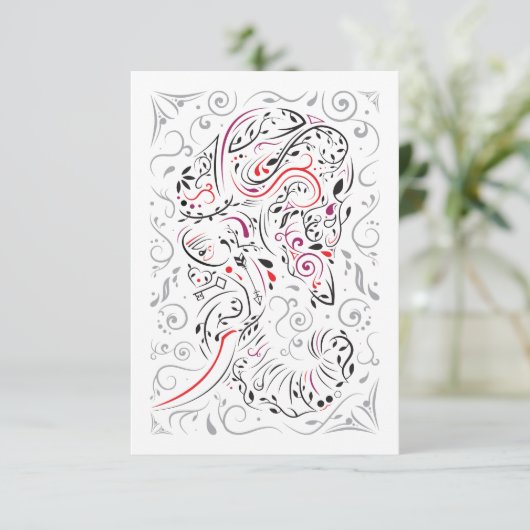 Elefant verziert einladung (Stehend Vorderseite)