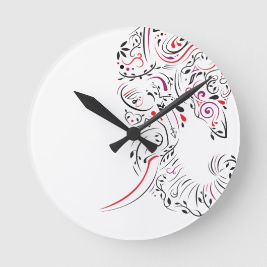 Elefant verziert runde wanduhr (Vorderseite)