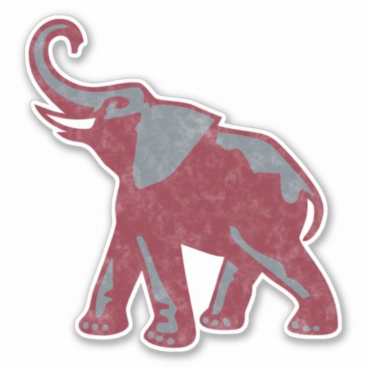 Elefant Vintag (Crimson & Gray) Aufkleber (Vorderseite)