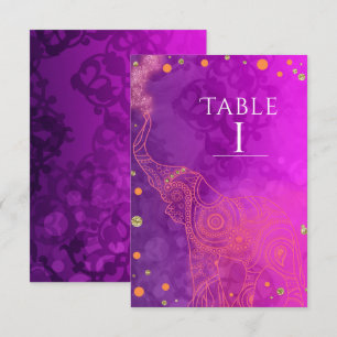 Elefant Violett Rosa Orange & Gold Tischnummer