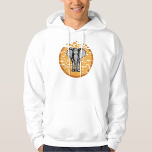 Elefant, Vögel und Vintage Sun-Designer Hoodies