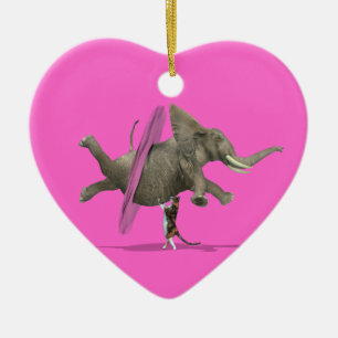 Elefant von Katze aufgehoben Keramikornament