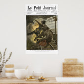 Elefant von Zug getroffen - 1908 französischer Zei Poster (Küche)