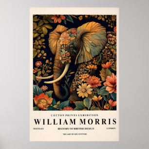 Elefant-Wandkunst, William Morris Druck, Dunkel Poster