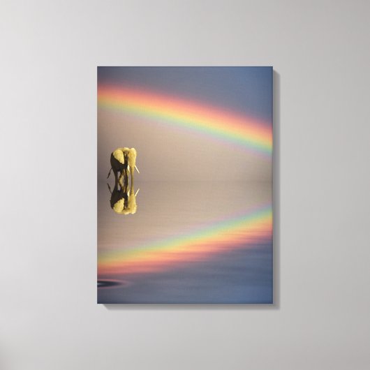 Elefant, Wasser & Regenbogen, Kenia Leinwanddruck (Vorderseite)