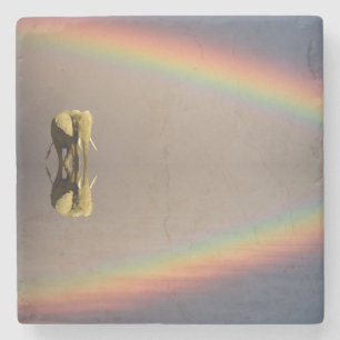 Elefant, Wasser & Regenbogen, Kenia Steinuntersetzer