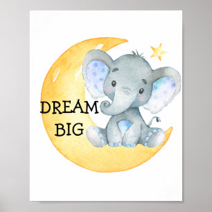 Elefant Wasserfarbe Träume groß Baby Junge Kinderz Poster