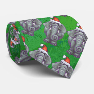 Elefant-Weihnachten auf Grün Krawatte