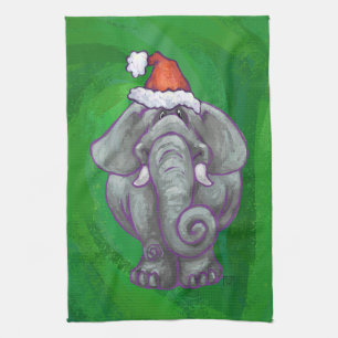 Elefant-Weihnachten auf Grün Küchentuch