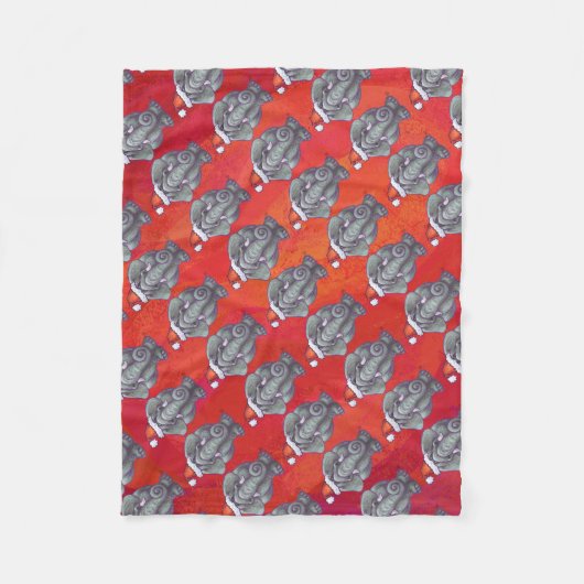 Elefant Weihnachten auf Rot Fleecedecke (Vorderseite)