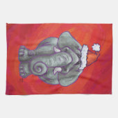 Elefant-Weihnachten auf Rot Handtuch (Horizontal)