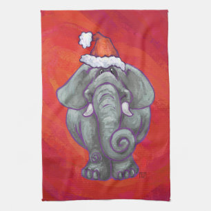 Elefant-Weihnachten auf Rot Handtuch