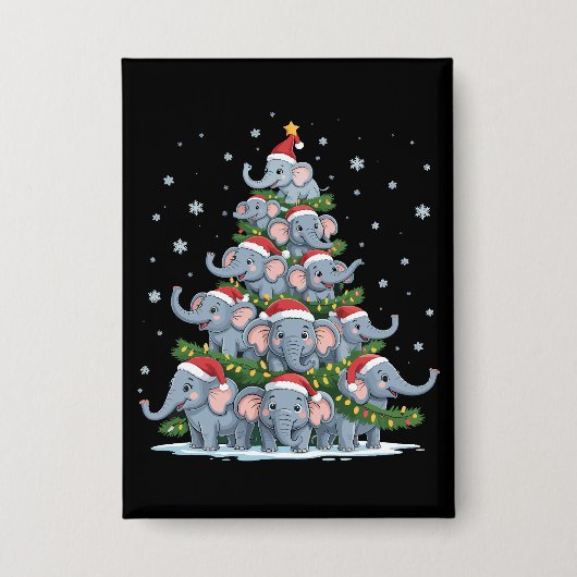 Elefant-Weihnachtsbaum Lustiger Süßer Elefant Button (Vorderseite)