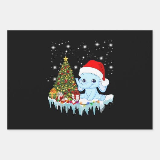 Elefant Weihnachtsmann frohe Weihnachten Geschenkpapier Set (Vorderseite)