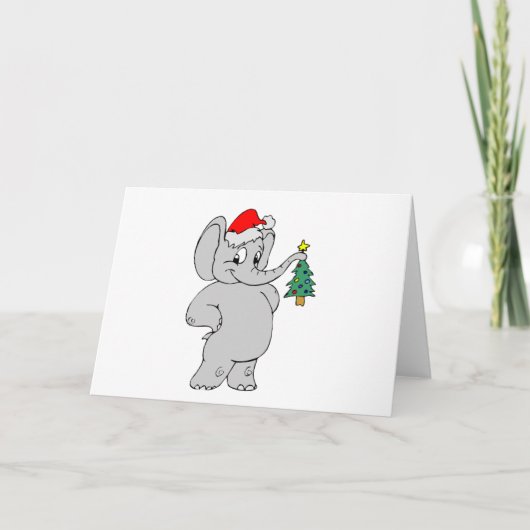 Elefant (Weihnachtsmannmütze) Feiertagskarte (Vorderseite)