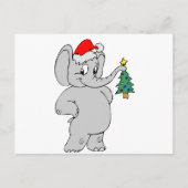 Elefant (Weihnachtsmannmütze) Feiertagspostkarte (Vorderseite)