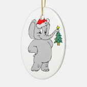 Elefant-Weihnachtsmannmütze Keramikornament (Links)