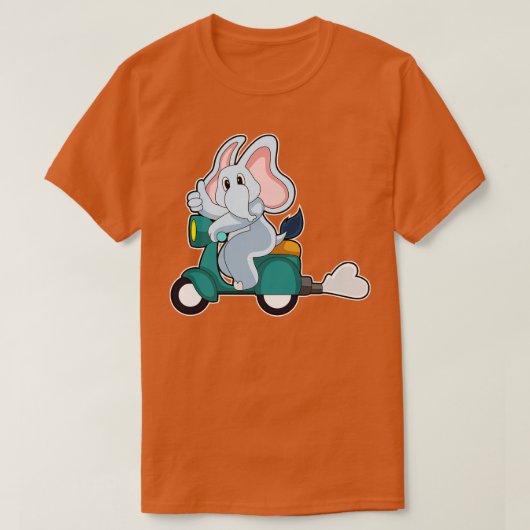 Elefant wie Biker mit Scooter T-Shirt (Design vorne)